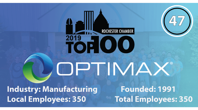 Optimax ranked 47 among the Top 100 Companies in Rochester, NY